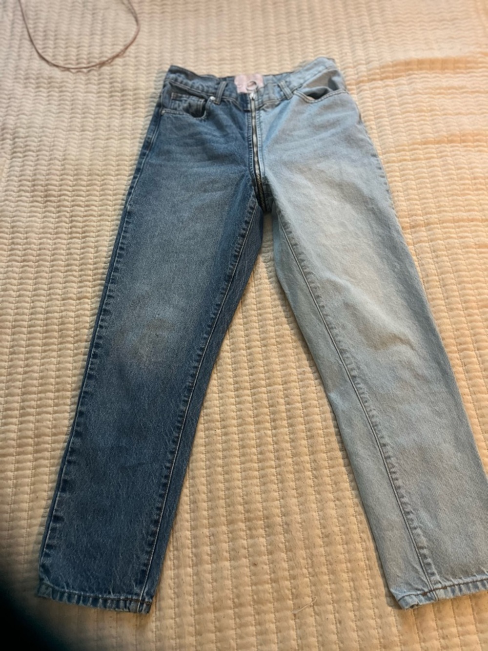 Two-Tone High-Waist Denim Jeans Revice zip around women‎ 28 y2k jeans